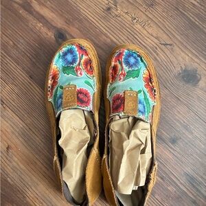 Ariat Floral Canvas Loafers - Brown and Multicolor